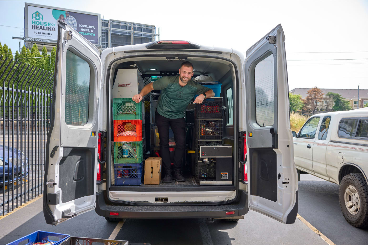 PRM staff leaning out of the Hope Van