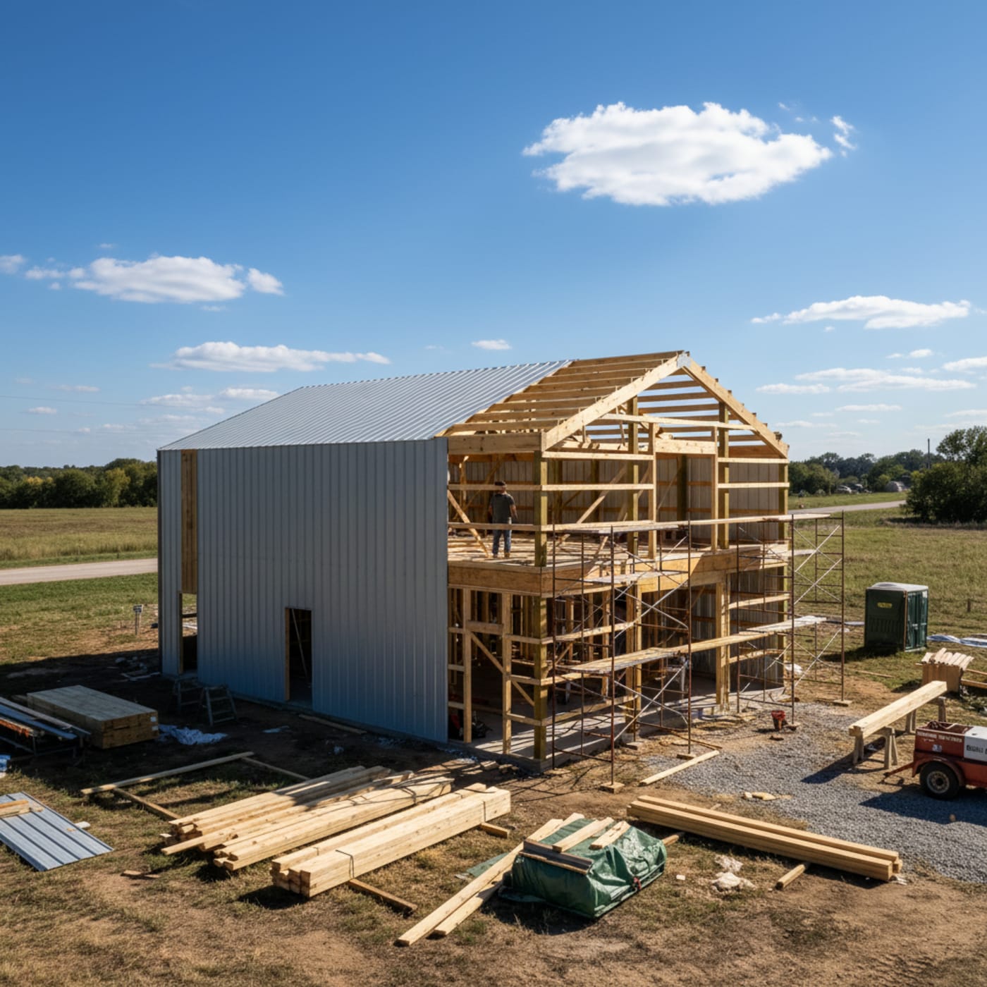 Barndominium in the middle of a build