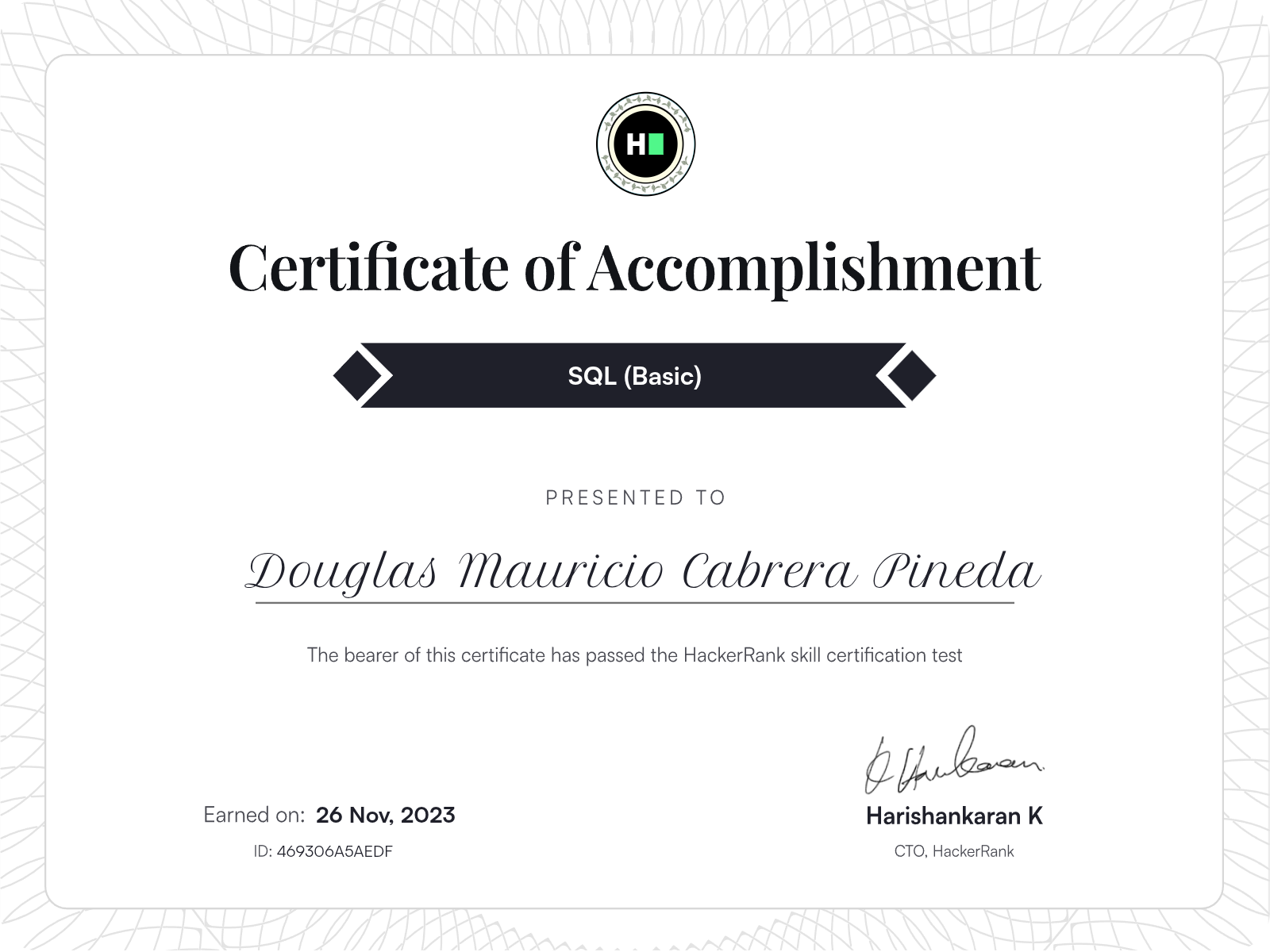 SQL (Basic) certificate