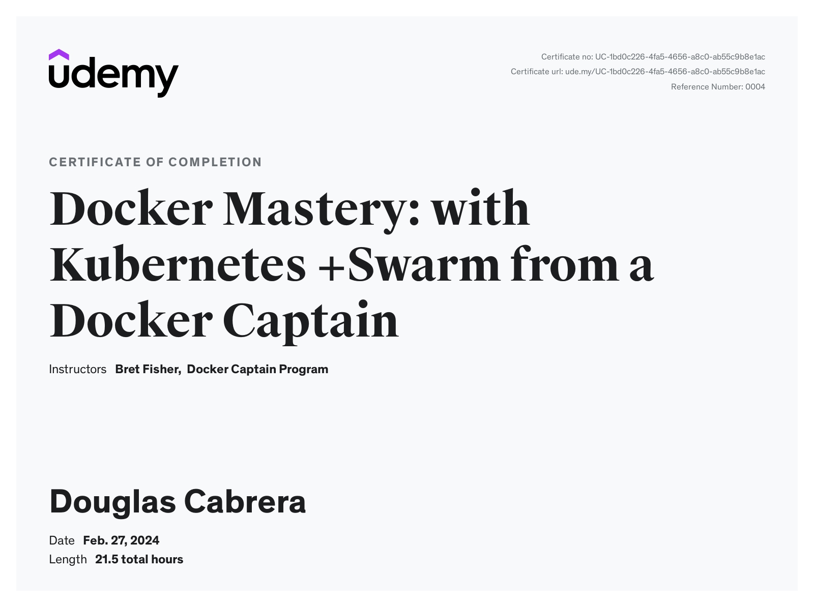 Docker Mastery: with Kubernetes +Swarm from a Docker Captain certificate