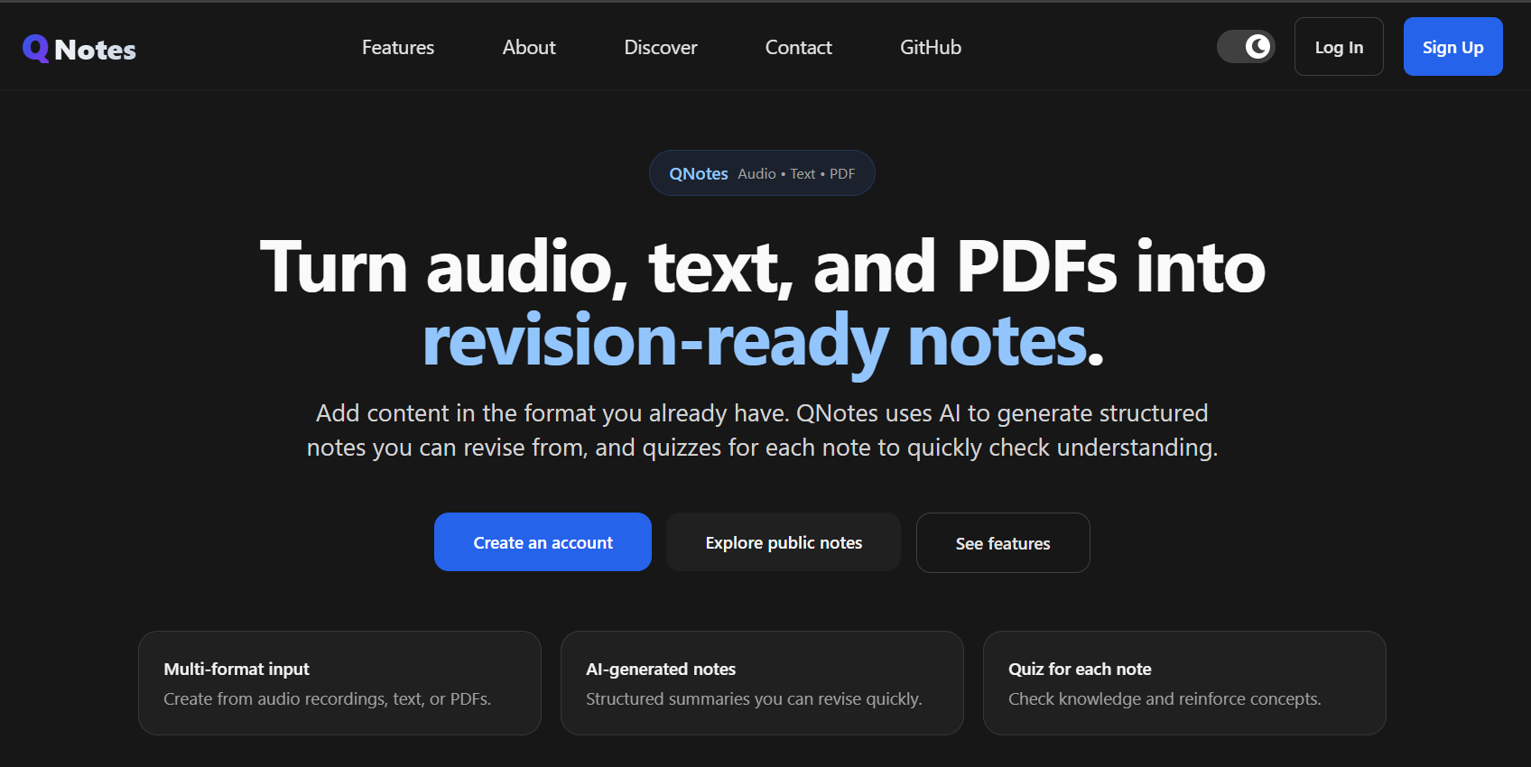 QNotes — AI Powered Note Taking Platform