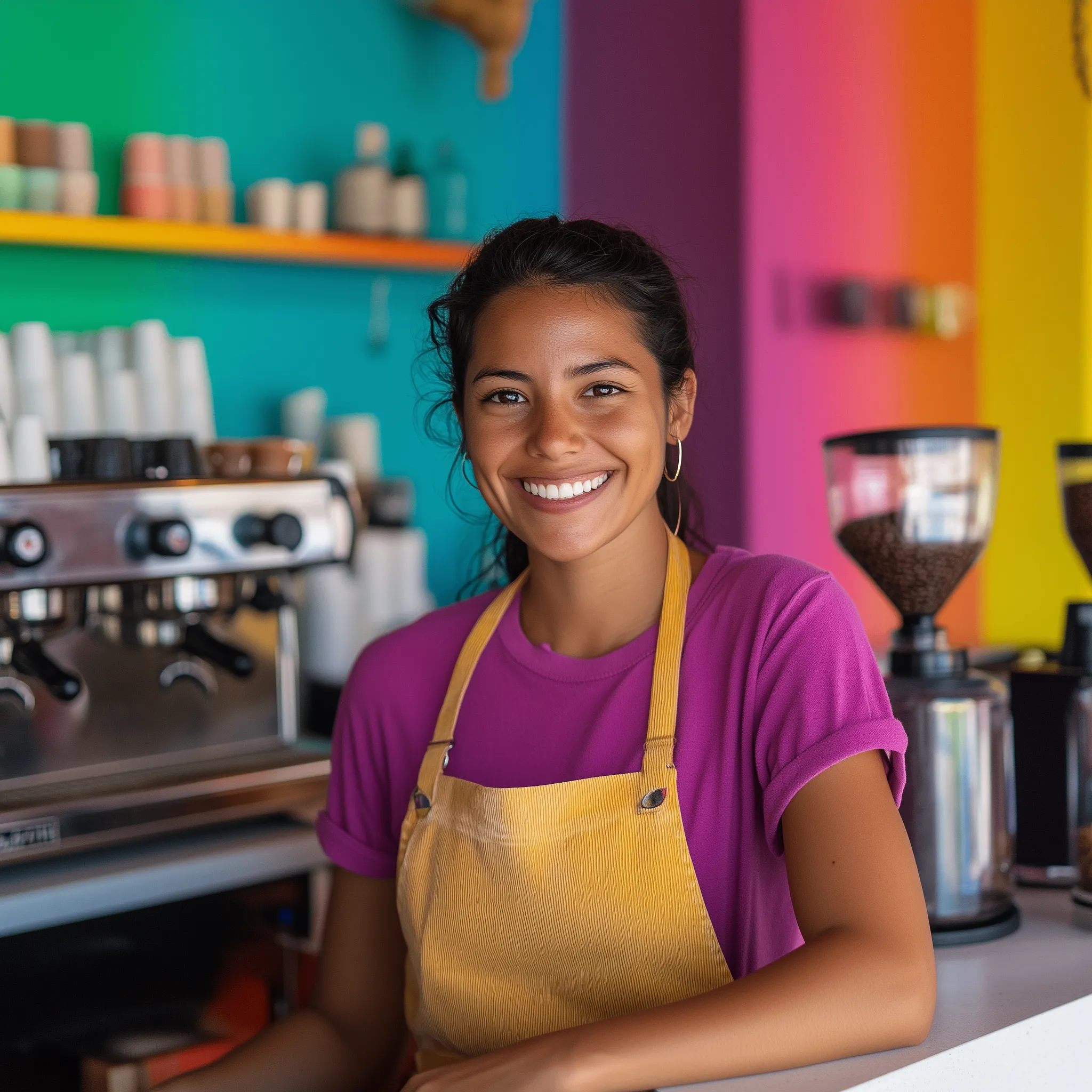Estudiante aprendiendo a ser barista utilizando una máquina de espresso profesional.