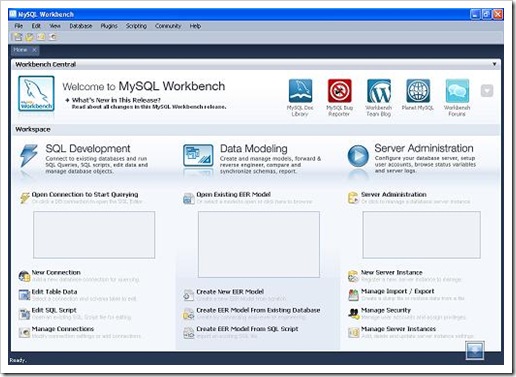 MySQL GUI Workbench Interface