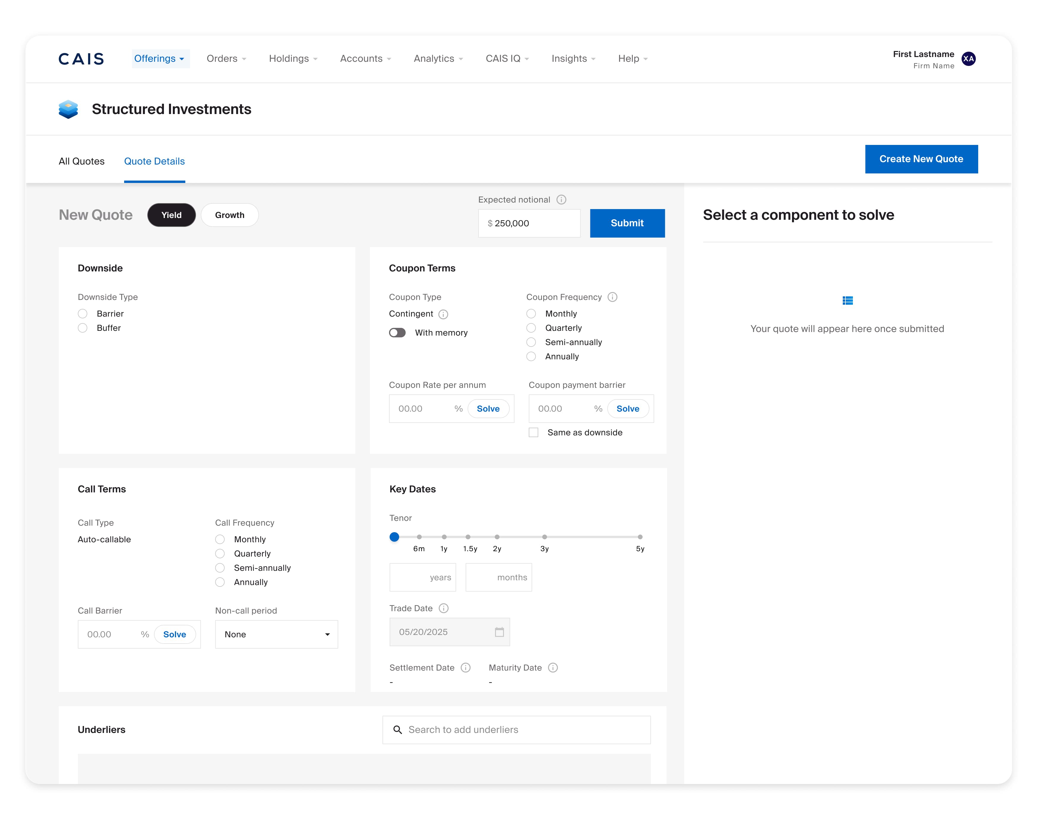 Expandable-A look at the Structured Investments Pricing Tool