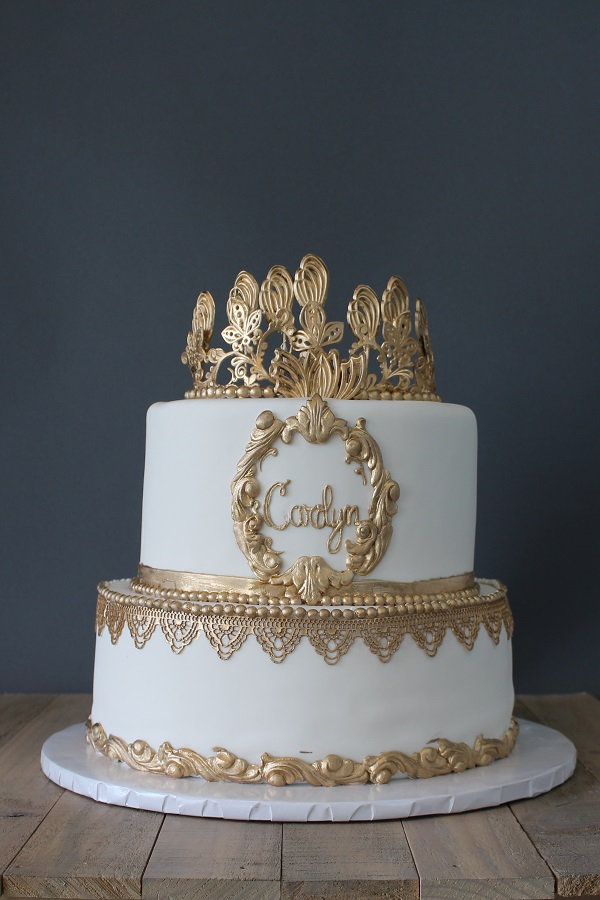 2 Steps Round Cake Golden Fondant Decotation Cake Market