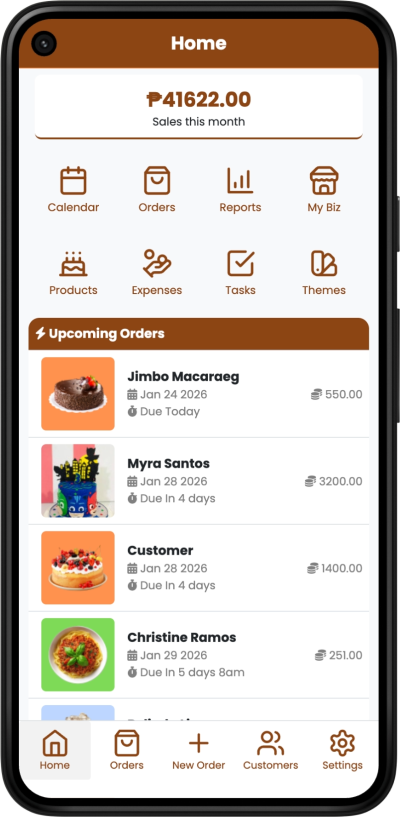 CakeDino upcoming orders calendar