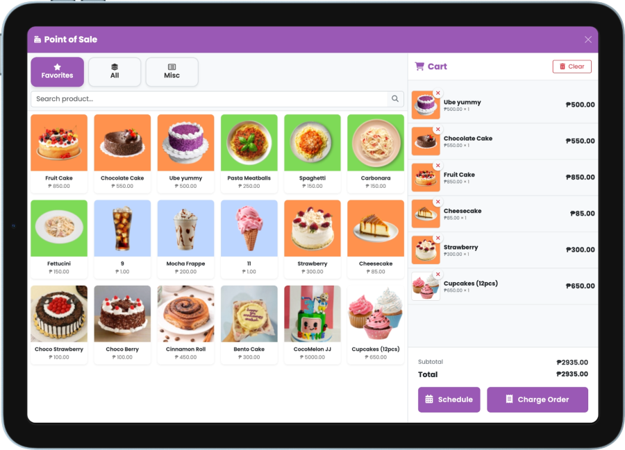 CakeDino workflow on tablet