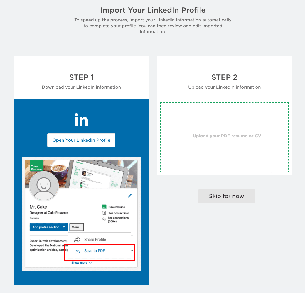 將 Linkedin 匯出成 PDF