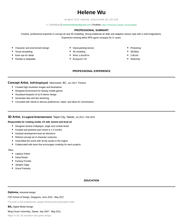 Resume For 3d Artist Art Gallery