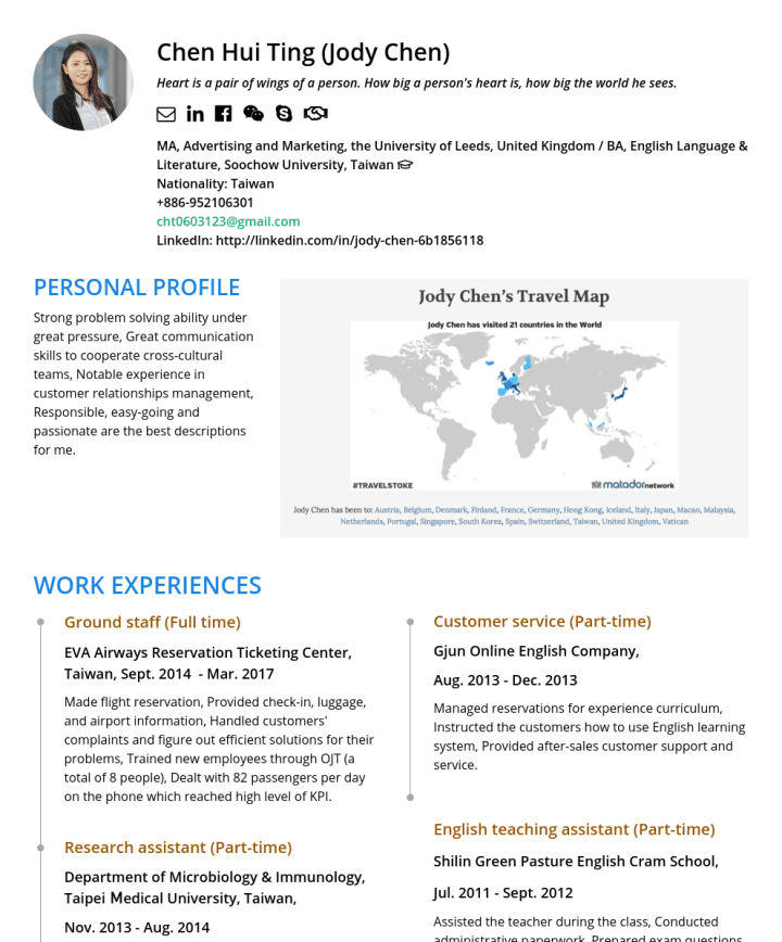 陳慧庭 Cakeresume Featured Resumes