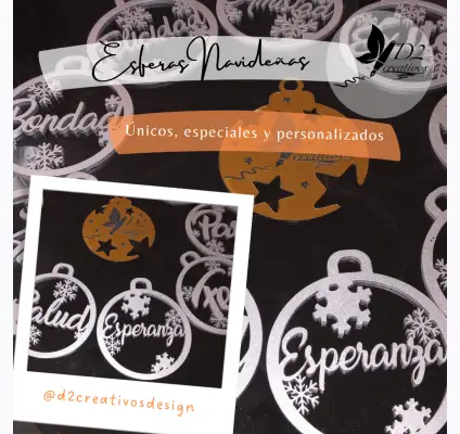 Esferas "Buenos Deseos Navideños" Mdf