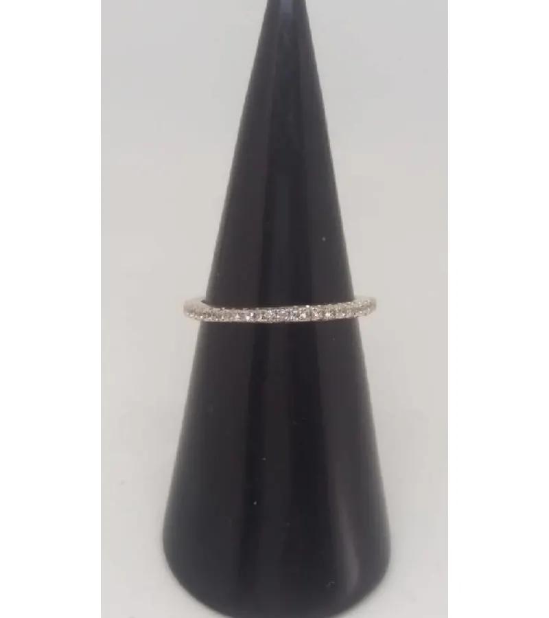 Anillo Media Cinta De Plata Y Zirconia