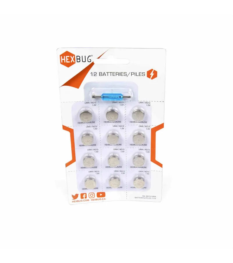 Pack De 12 Baterías Lr44-ag13 Para Robots Hexbug Con Prepicado