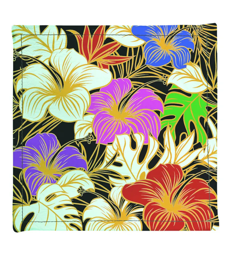 Posavasos Flores Colores 4 Unidades Ecocuero
