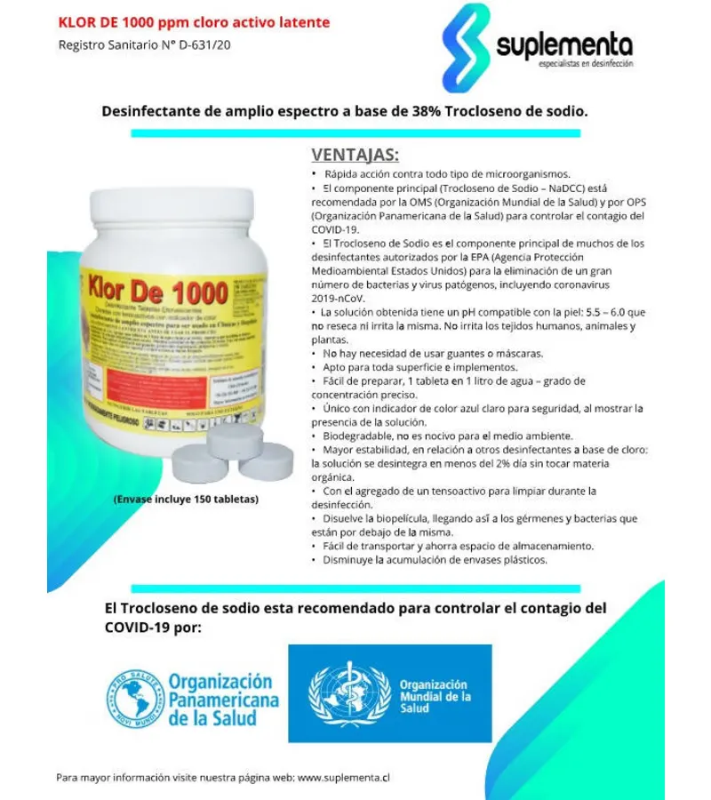 Desinfectante Biodegradable De Amplio Espectro Y Multiuso :: Klor De 1000