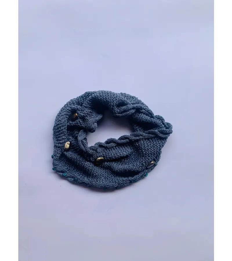 Cuello Tejido En Lino Con Aplicaciones (a038)