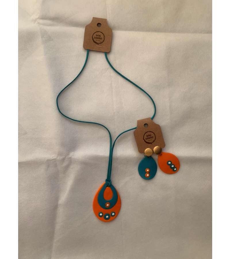 Conjunto Collar Y Aros Porcelana (a342)