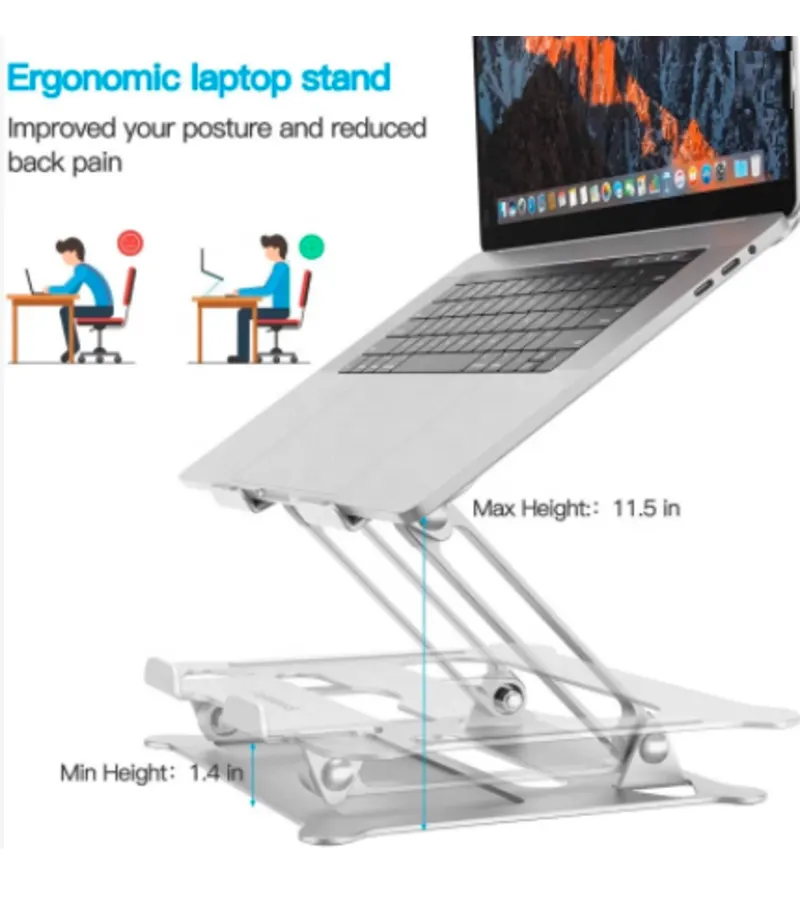 Soporte Ergonómico Aluminio Antideslizante, Ajustable Desde Tablet A Grandes Laptop