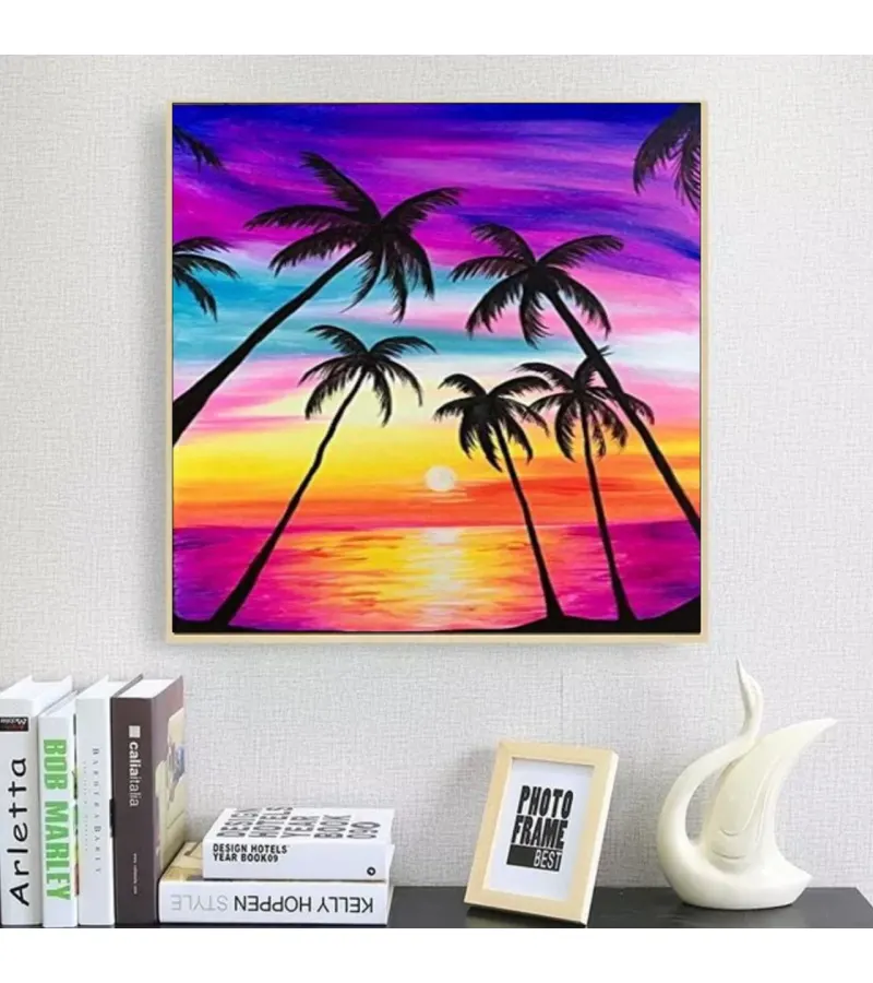 Pinturas De Diamantes Diamond Painting Isla Atardecer 30x30 Cms