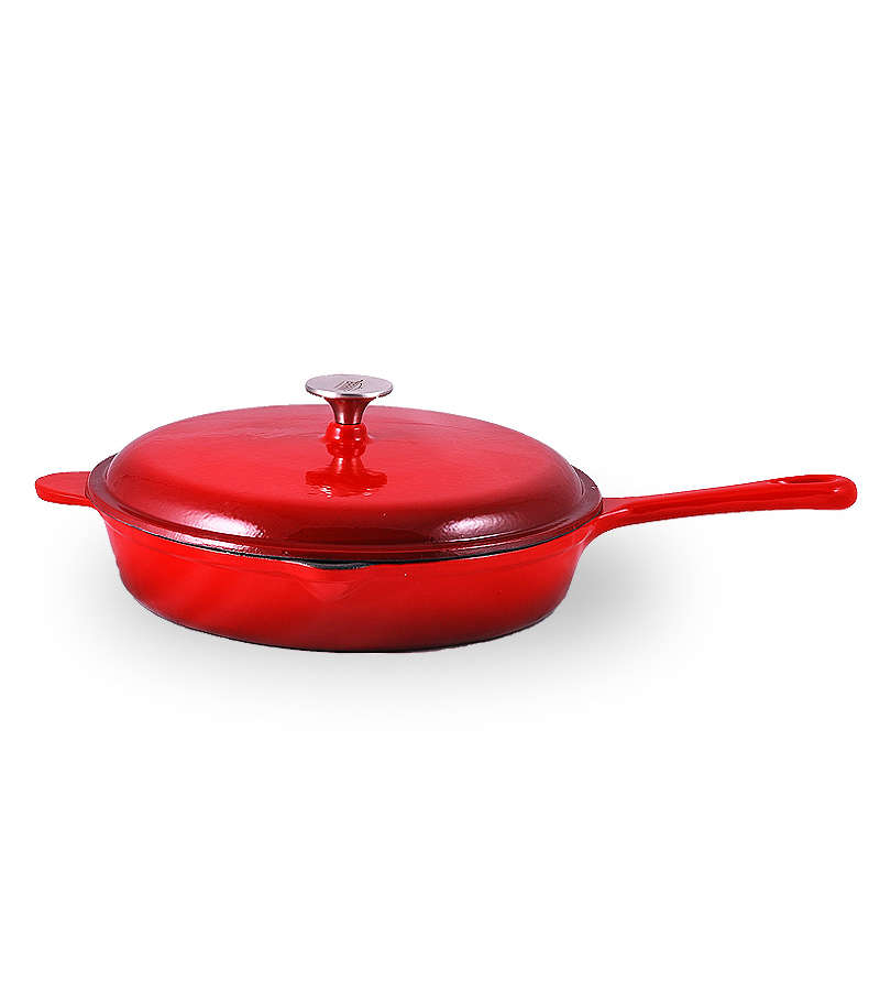 Cacerola Con Tapa Hierro Fundido 30cm - Rojo