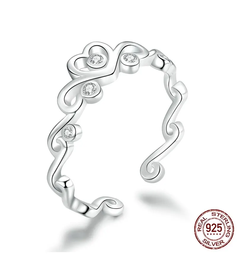 Anillo Corona Y Corazón Plata 925