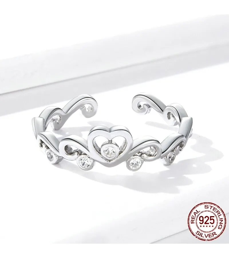 Anillo Corona Y Corazón Plata 925