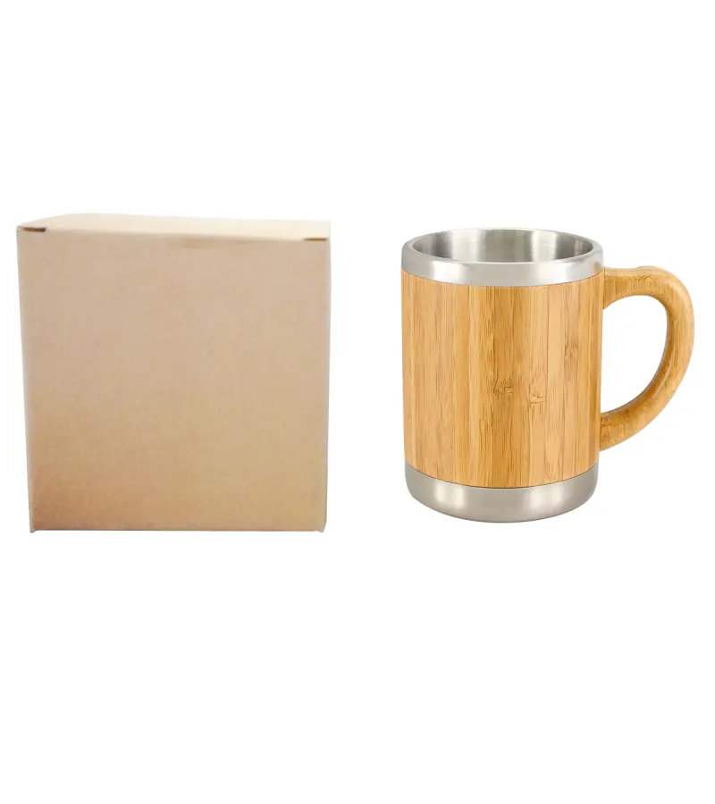 Mug Taza Madera Bambú Con Asa Ecológico 350 Cc