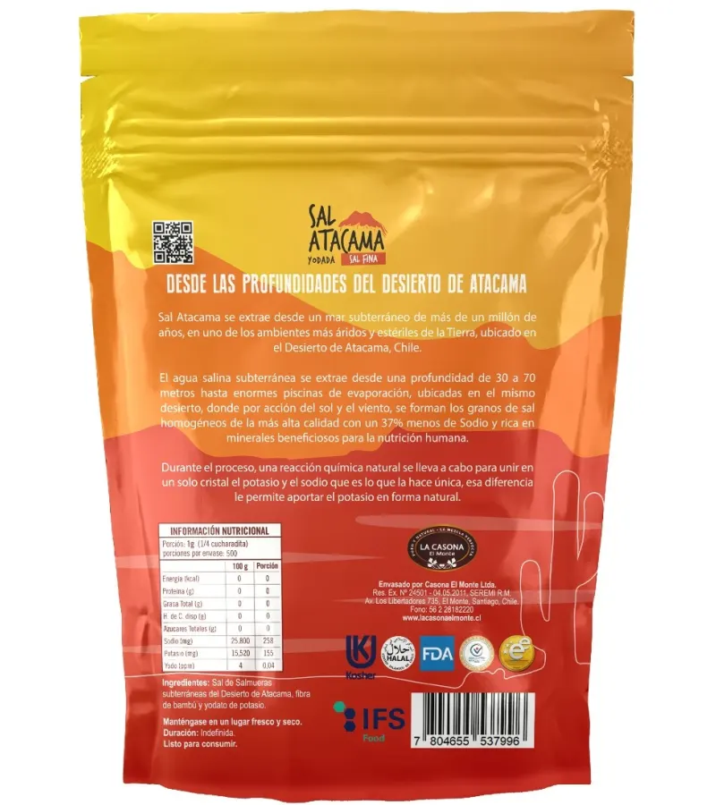 Sal Atacama Fina Reducida En Sodio - 1kg