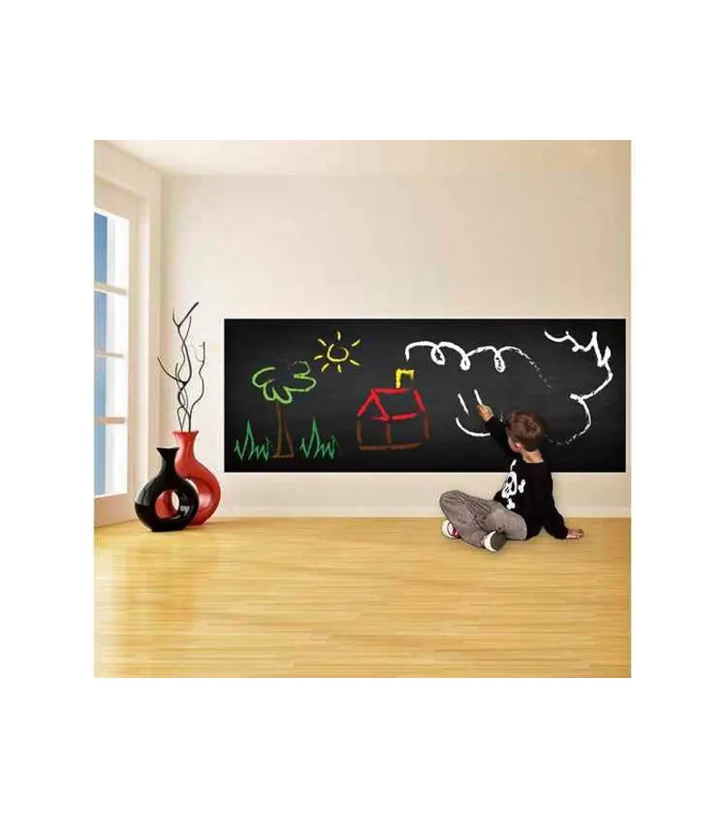 Pizarra Sticker Negro Blanco Vinilo 45x200cm + Tizas Surtida