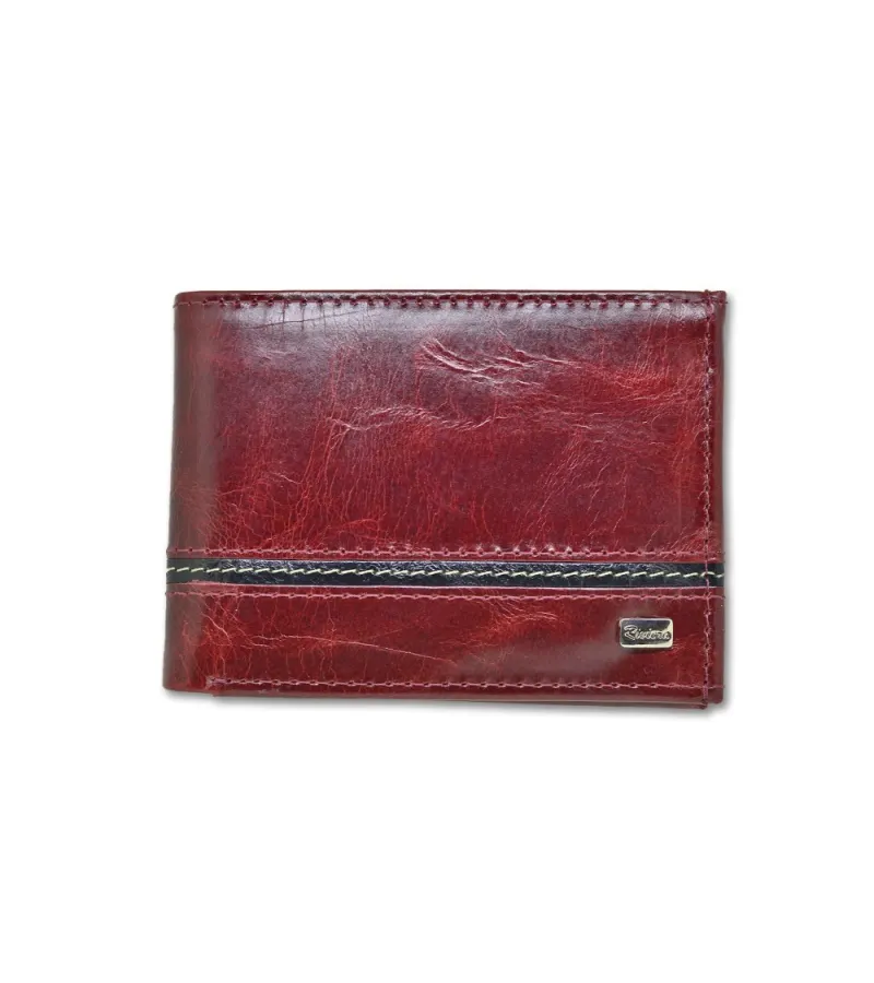 Billetera 100% Cuero Natural Genuino, Tinto Oscuro
