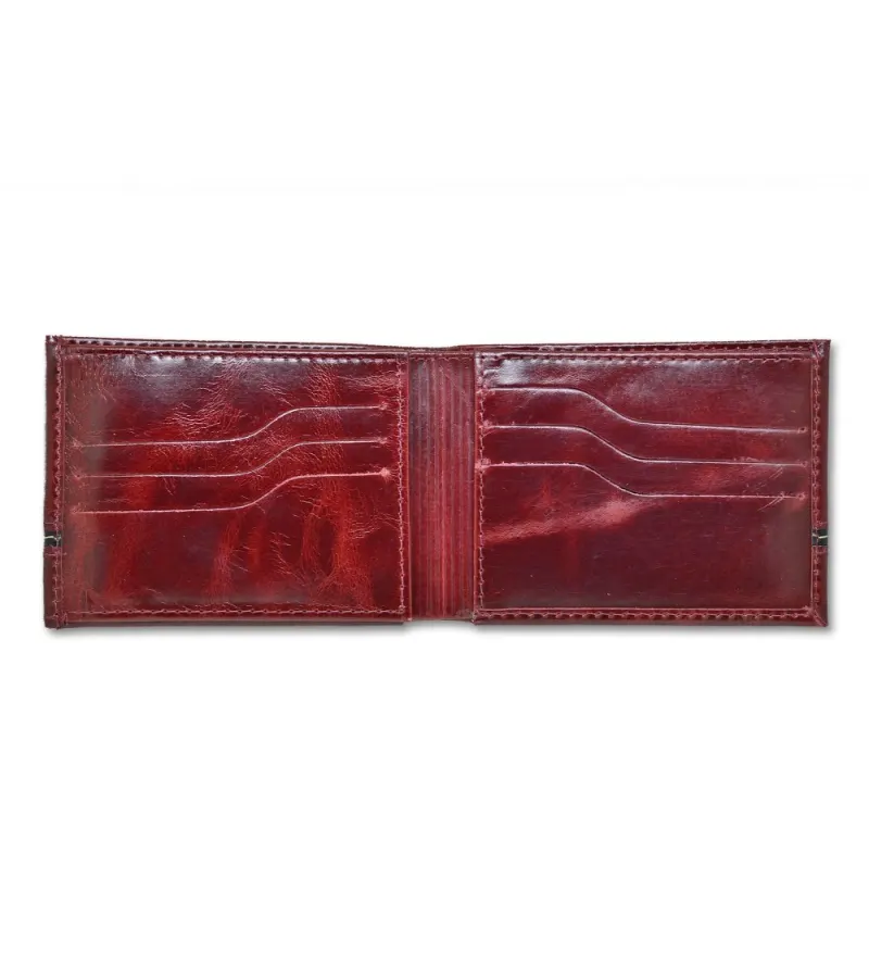 Billetera 100% Cuero Natural Genuino, Tinto Oscuro