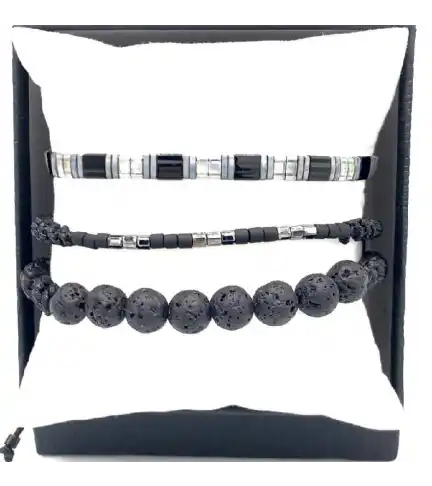 Set Pulseras Piedra Volcánica - OFERTA DIA DEL PADRE