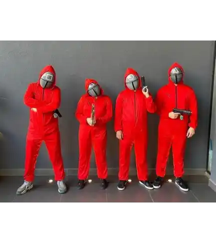 Overol Rojo Talla S, M ó L + 3 Mascaras Calamar