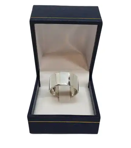 Anillo De Plata Fina 980 Plano De 10 Mm