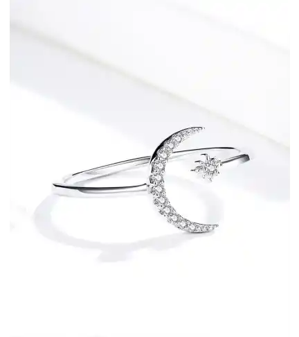 Anillo Luna Grande con Estrella Plata 925