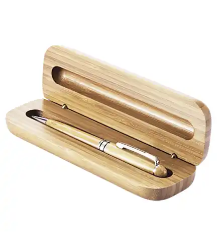 Set 2 Bolígrafo Lápiz Estuche De Bambú Deluxe