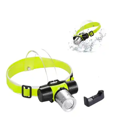 Linterna Frontal Profesional de Buceo Verde