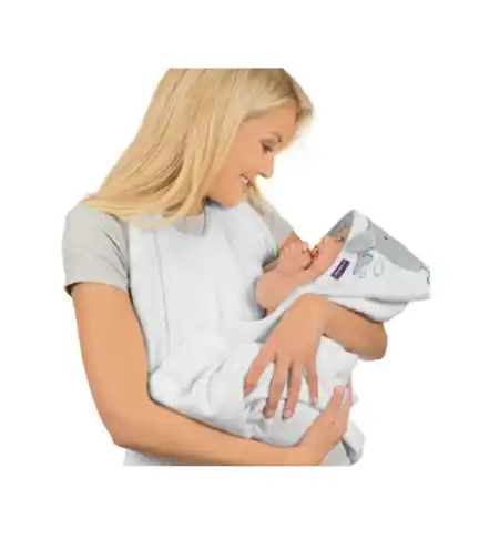 Toalla de Baño Infantil Clevamama Blanco y Gris
