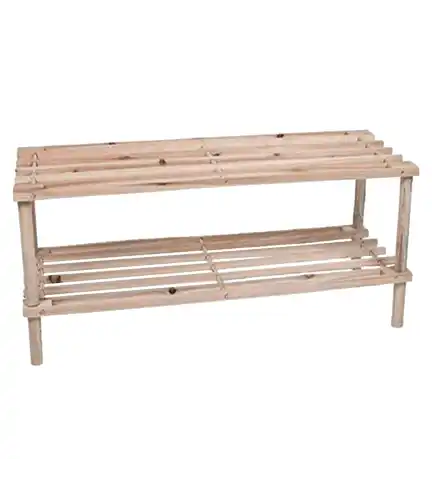 Zapatero Organizador de Madera 2 Niveles Cafe Claro Rectangular