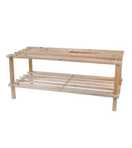 Zapatero Organizador de Madera 2 Niveles Cafe Claro Rectangular