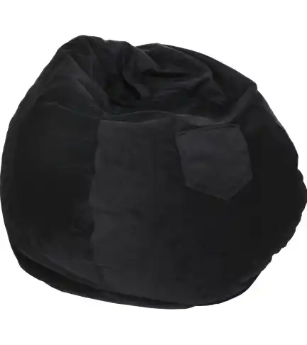 Pouf Pera Felpa Negro100x80x80 cm; hecho a mano en Chile