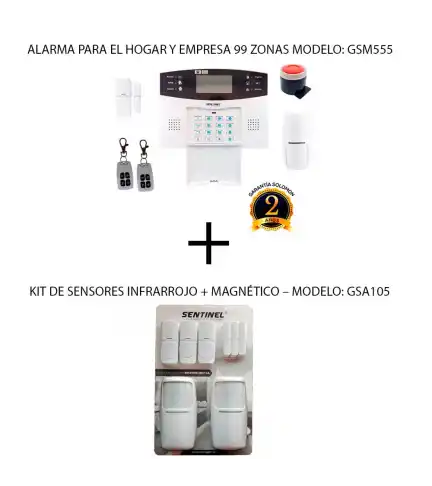 ALARMA GSM 99 ZONAS INALÁMBRICAS SENTINEL+PACK SENSORES INFRARROJO Y MOVIMIENTO+VELETA DISUASIVA – MODELO: K5551