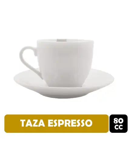 Pack 6 Tazas Café Espresso blancas con Platillo 80cc.