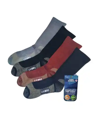 Pack 12 Calcetines Cobre-Bambú Interior Toalla