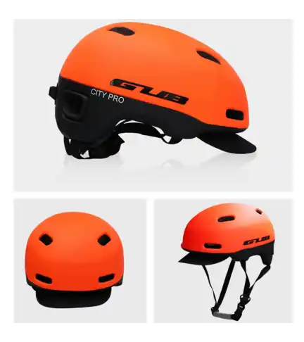 Casco Bicicleta City Visera Profesional Talla L Naranjo