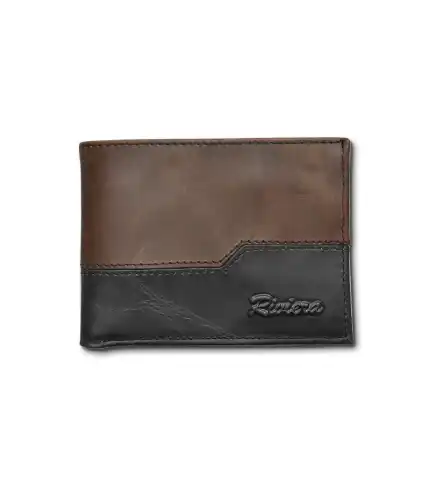 Billetera 100% cuero natural genuino Negro-Café