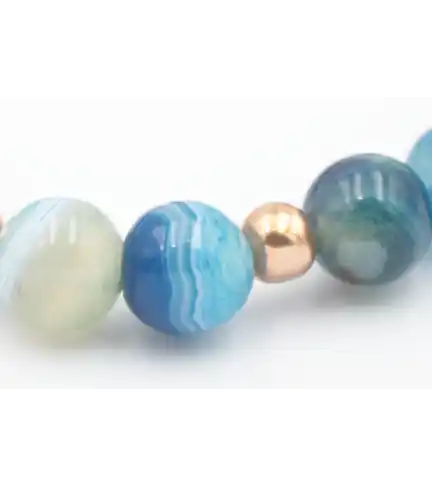 Pulsera hecha de Ágata Azul 8mm con Cobre