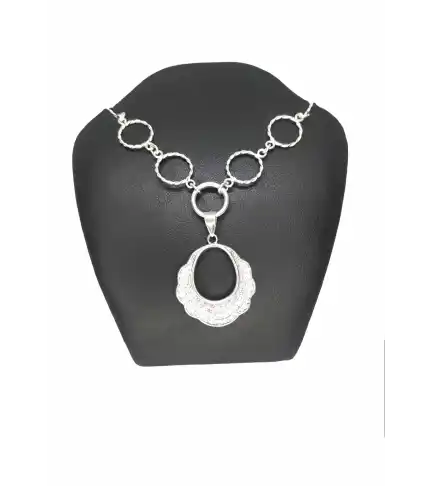 Collar de plata de eslabones redondos y con circones