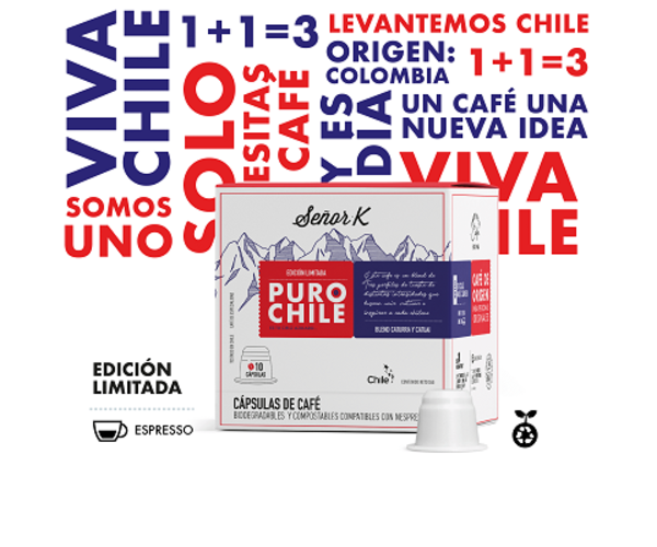 Café Puro Chile, caja contiene 10 cápsulas