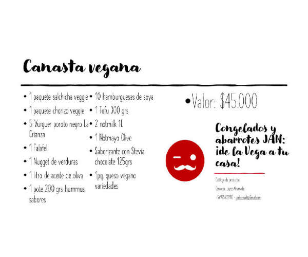Canasta vegana - abarrotes y congelados JAN